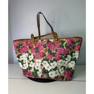 Dooney & Bourke Beautiful Pink And White Floral Print Leather Tote